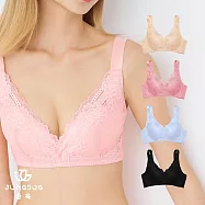 JUNGDOG【4件組】韓國蕾絲 微矯正 無鋼圈內衣 M (清透膚/芭比粉/淡水藍/性感黑)