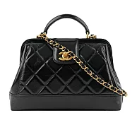 CHANEL CC Logo 亮面小羊皮小款二用包/醫生包 (黑色)