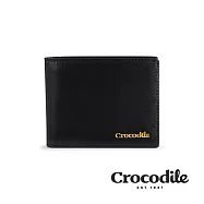 【Crocodile】鱷魚皮件 男短夾 植鞣皮夾 4卡拉鍊 Naturale 5系列-0103-11008-黑咖兩色 黑色