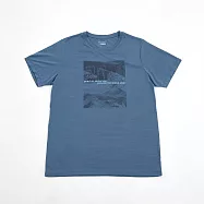 ADISI 男輕薄棉感快乾短袖圖T AL2411065 雙色藏青 (M-3XL)|輕量 吸濕排汗 速乾 彈性 透氣 排汗衣 L 雙色灰藍
