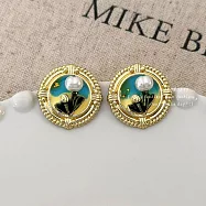 【水星記】耳釘 莫內花園復古滴釉油畫風巴洛克珍珠耳飾