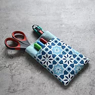 《梵緹希》防水布 雙層口袋型 醫師袍筆袋《花磚》 藍