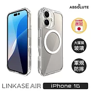 ABSOLUTE LINKASE AIR iPhone 16 超越軍規防摔大猩猩玻璃手機保護殼_不可思議無瑕透明