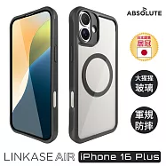 ABSOLUTE LINKASE AIR iPhone 16 Plus 超越軍規防摔大猩猩玻璃手機保護殼_沉穩極墨黑