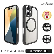 ABSOLUTE LINKASE AIR iPhone 16 超越軍規防摔大猩猩玻璃手機保護殼_沉穩極墨黑
