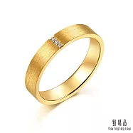 【點睛品】方正拉絲 黃金鑽石戒指(男戒) 港圍19