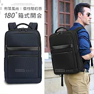 15.6吋 俐落風尚 多分層大容量 180°一體式開合後背包 電腦包 外接USB充電口 黑色
