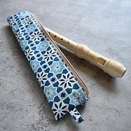 《梵緹希》防水布拉鏈直笛收納袋《花磚》 藍