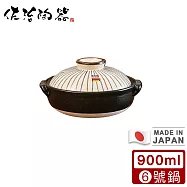【日本佐治陶器】日本製吳須十草系列6號土鍋/湯鍋 900ML