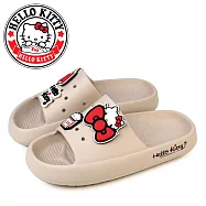 【HELLO KITTY】女 拖鞋 防水拖鞋 洞洞拖鞋 凱蒂貓 防水 厚底 輕量 鞋釦 台灣製 EU37 卡其色