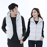 【遊遍天下】男女款可拆帽防潑水防風保暖90%羽絨背心GV22019(S-5L 大尺碼) L 淺灰