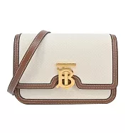 BURBERRY TB Logo 帆布及牛皮拼色小號斜背包 麥芽棕色