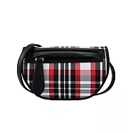 BURBERRY Tartan Olympia 經典格紋帆布翻蓋斜背包 黑色