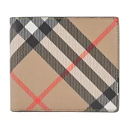 BURBERRY新款格紋8卡對開短夾 沙色