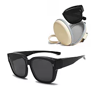 【小天兒】折疊式偏光太陽眼鏡 超輕量便攜墨鏡 抗UV防紫外線遮陽眼鏡(送收納盒 多色任選) (1)亮黑框黑灰片