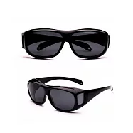 【小天兒】台灣製套鏡式抗UV偏光太陽眼鏡墨鏡(贈眼鏡盒)#3348 黑色3348