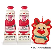 L&rsquo;OCCITANE 歐舒丹 聖誕經典護手霜雙入組(30MLX2)-聖誕交換禮物-國際航空版 蜜桃玫瑰舒芙X2