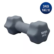成功 防滑塑身健身啞鈴 3KG (二入組) 灰色