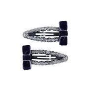 TiDi 荷蘭 Souza!海軍藍蝴蝶絨布髮夾 2 入組