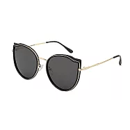 【小天兒】貓眼偏光抗UV太陽眼鏡組(送時尚磁吸眼鏡盒) (1)黑框黑灰色片