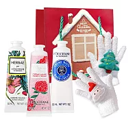 L’OCCITANE 歐舒丹 新版經典護手霜30MLX3禮袋組-聖誕交換禮物-國際航空版 乳油木+牡丹+原野之心
