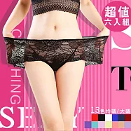 【小天兒】6件組性感無痕蕾絲涼感內褲(均碼/大碼 獨立包裝) XL-2L大碼(顏色隨機不重複)