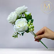 【Floral M】花中之王牡丹花仿真花花材(1入組)- 優雅白