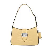 COACH ELIZA 專櫃款PVC防刮皮革麂皮手提/肩背包 - 乾草黃