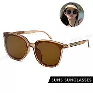 【SUNS】抗UV太陽眼鏡 時尚圓框百搭質感墨鏡 網紅抖音款 男女同款 S233 透淺茶