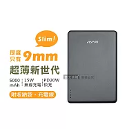 ASPOR 金屬質感 極薄型磁吸行動電源 5000mAh Magsafe/PD快充 附收納袋 銀河灰