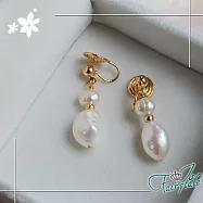 【伊飾童話】巴洛克圈圈*珍珠流蘇式耳夾耳環