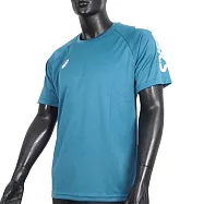 Asics [2033B947-401] 男女 短袖上衣 T恤 運動 休閒 輕量 吸濕 快乾 舒適 亞洲版 藍綠 M 藍/綠