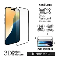 ABSOLUTE iPhone 16 6.1吋 0.33mm 2X強化耐衝擊3D全螢幕9H硬漢玻璃螢幕保護膜