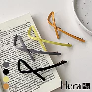 【Hera赫拉】醋酸ins髮飾彈簧一字夾領結款四入組 H113101402-2 無 灰色+黑色+黃色+薑黃色