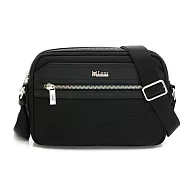 Lynx - 美國山貓進口小牛皮十字紋1000D牛津布橫式斜背側背包(小)-共2色 黑色