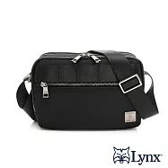 Lynx - 美國山貓進口輕量牛津布多隔層機能橫式斜肩包側背包(小) 黑色