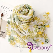 【Decoy】清新雅致*葉子印花流蘇披肩圍巾/果綠色
