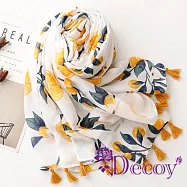【Decoy】日韓甜美*時尚印花圖騰流蘇披肩圍巾/橙色