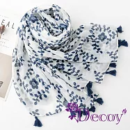 【Decoy】文藝民族風*藍色浪漫花朵流蘇披肩圍巾