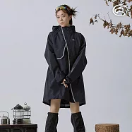 ADISI 中性2.5L城郊漫遊防水透濕長版風雨外套 AJ2491097 (XS-2XL)|雨衣 防水外套 防水透濕 防潑水 撥水 2.5層布 XS 黑色/黑