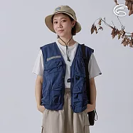 【ADISI 環保速乾超撥水全能背心】中性單向導濕環保紗速乾超撥水多口袋短版背心 AV2411057 (M-XL)|工裝感 吸濕 排汗 快乾 防潑水 撥水 M 午夜藍