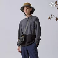 ADISI 中性冰感消臭快乾長袖拼接口袋混紡棉T AL2411073 (S-XL)|抗UV 微涼感 速乾 抗菌 除臭 機能棉 抗靜電 S 深灰/黑