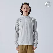 ADISI 男超透氣智能抑菌半門襟長袖野跑衣 AL2411081 (S-2XL)|抗UV 透氣 快乾 抗菌 除臭 排汗衣 運動上衣 L 巴黎灰