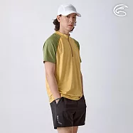 ADISI 男超透氣智能抑菌半門襟短袖野跑衣 AL2411083 (M-3XL)|抗UV 透氣 快乾 抗菌 除臭 排汗衣 運動上衣 XL 芥末黃/海帶綠