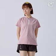 ADISI 女超透氣智能抑菌半門襟短袖野跑衣 AL2411084 (S-2XL)|抗UV 透氣 快乾 抗菌 除臭 排汗衣 運動上衣 L 優雅粉