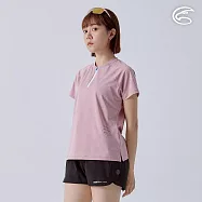 ADISI 女超透氣智能抑菌半門襟短袖野跑衣 AL2411084 (S-2XL)|抗UV 透氣 快乾 抗菌 除臭 排汗衣 運動上衣 XL 優雅粉