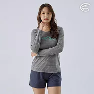 ADISI 女輕薄棉感快乾圓領長袖圖T AL2311123 (S-2XL)|輕量 吸濕排汗 速乾 彈性 透氣 排汗衣 XL 雙色麻灰