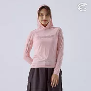 ADISI 女輕薄棉感快乾連帽長袖圖T AL2311124 (S-2XL)|輕量 吸濕排汗 速乾 彈性 透氣 排汗衣 S 雙色水晶玫瑰