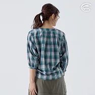 ADISI 女N66四面彈透氣速乾半開襟格紋衫 AL2311069 (S-XL)|防曬 抗UV 排汗 快乾 彈性 四向彈 L 迷霧藍綠格