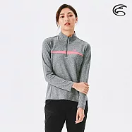 ADISI 女半門襟涼感智能纖維速乾長袖上衣AL2111138 (S-2XL) / 吸濕排汗 快乾 單向導濕 涼感 排汗衣 L 雙色深灰